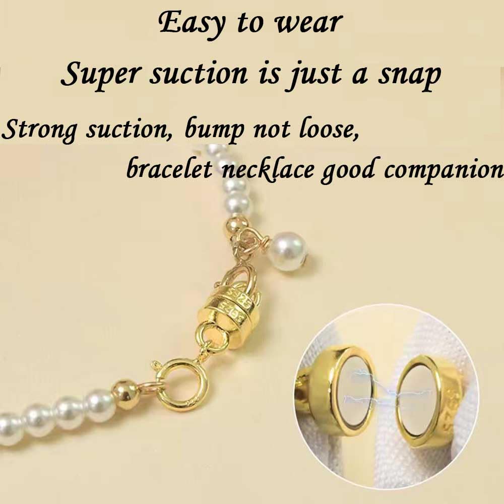 925 Silver Magnetic Necklace Clasps, Magnetic Necklace Clasps and Closures for Bracelet Necklace Extender (4pcs Silver)