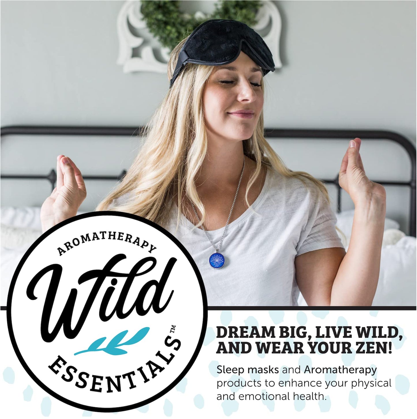 Wild Essentials Love Knot Necklace Essential Oil Diffuser Kit with Lavender, Lemongrass, Peppermint, Orange Oils, 12 Refill Pads, Calming Aromatherapy Gift Set, Customizable Color Changing, Perfume