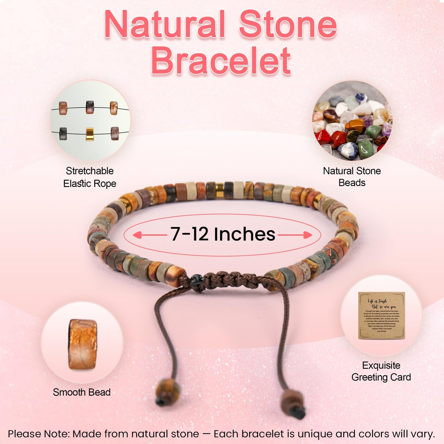 ZOKCC Retirement Bracelet Gift for Woman Healing Natural Stone Beads - Retired Gifts for Women Coworker Teacher Nurses Boss Friends Mom